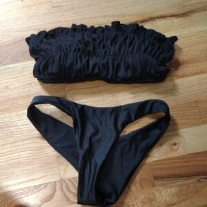 Black Ruched Bikini Set